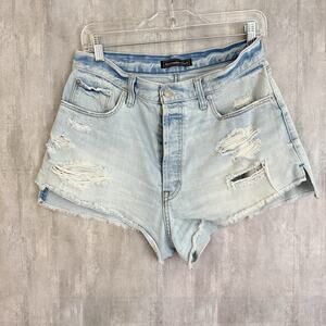 Abercrombie & Fitch Shorts Womens Sz 29 Denim High Rise Distressed Light Wash 2”